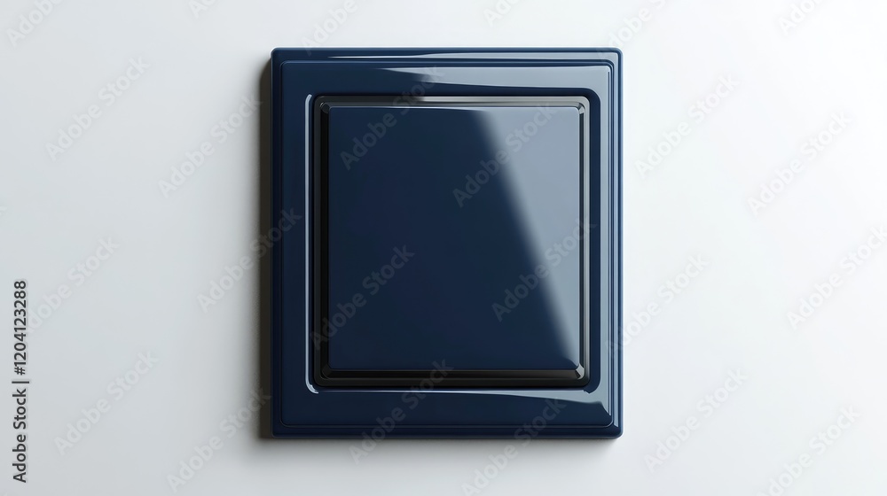 Poster elegant navy blue wall switch plate on a light background with smooth texture and soft shadows copy 