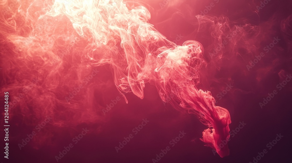 Poster dynamic ink gradient transition from deep crimson to metallic silver in a ethereal atmosphere