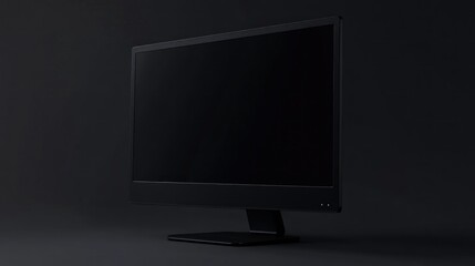 Black monitor display dark room studio mockup