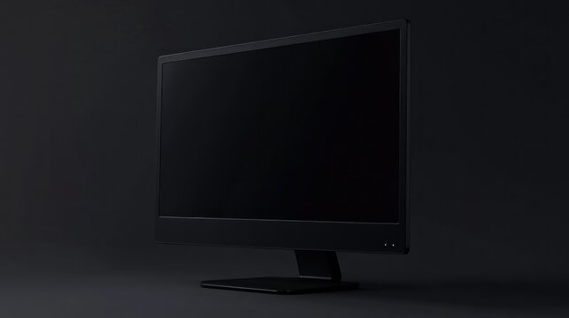 Black monitor display dark room studio mockup