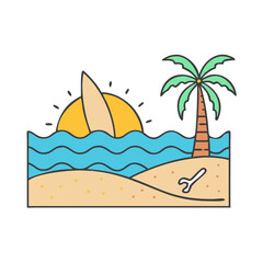 Obraz premium beach icon, beach vector illustration-simple illustration of beach, perfect for beach logos and icons