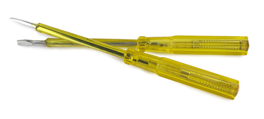 Fototapeta premium Voltage test screwdriver ensures safe electrical work. Designed to detect electrical current .
