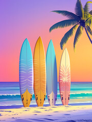 surfboards on the beach