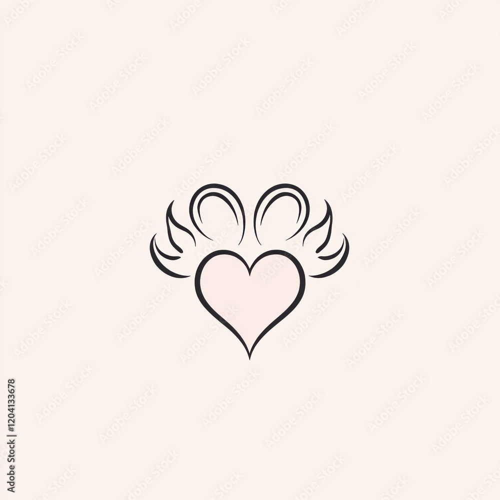 Poster simple heart design with stylized flames. possible use graphic, branding