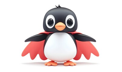 Obraz premium Cute cartoon penguin wearing a red cape. (3)