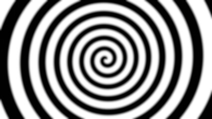 Mesmerizing black and white blurred spiral. Concentric circles swirl inward with geometric precision, striking optical illusion of endless motion, powerful hypnotic effect.
