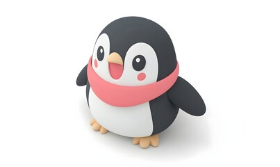 Fototapeta premium Cute cartoon penguin wearing a scarf. (3)