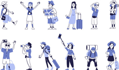 Collection of Tourist Characters for Travel Themes