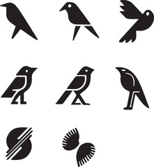 A collection of twenty-four minimalist bird and nature-inspired logos