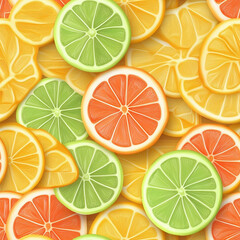 Repeating citrus inspired design with soft textures is very joyful and interesting