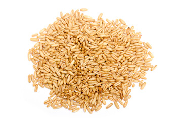 dried organic whole grain oats isolated white background