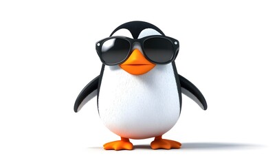 Obraz premium Cute cartoon penguin wearing sunglasses. (3)
