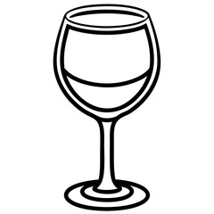 Contemporary Wine Glass in Line Art