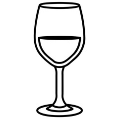 Contemporary Wine Glass in Line Art