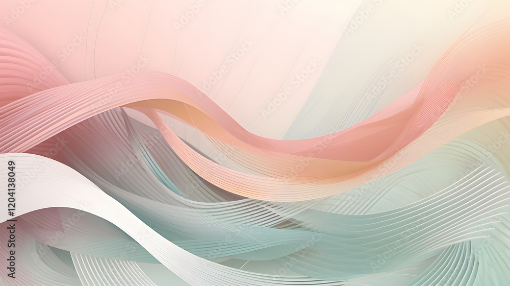 Poster dynamic flow of abstract waves artistic studio digital artwork soft colors aerial view modern design