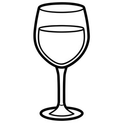 Contemporary Wine Glass in Line Art