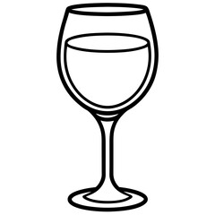 Contemporary Wine Glass in Line Art