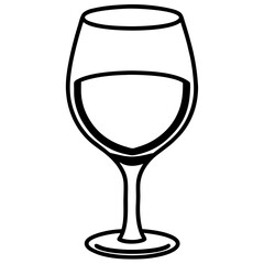 Contemporary Wine Glass in Line Art