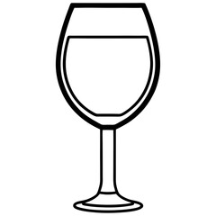 Contemporary Wine Glass in Line Art