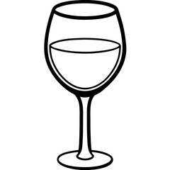 Contemporary Wine Glass in Line Art