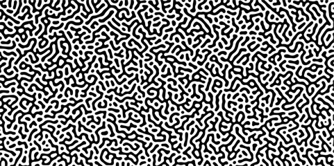 Abstract truing organic wallpaper Turing reaction diffusion monochrome seamless pattern with chaotic motion. Reaction-diffusion or truing pattern formation Linear design with biological shapes. 