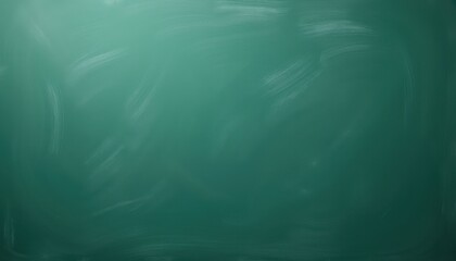 A blank green chalkboard with subtle erased chalk residue. A softly lit inviting backdrop, perfect for displaying notes, drawings, or educational content in a classroom or presentation. Copy space