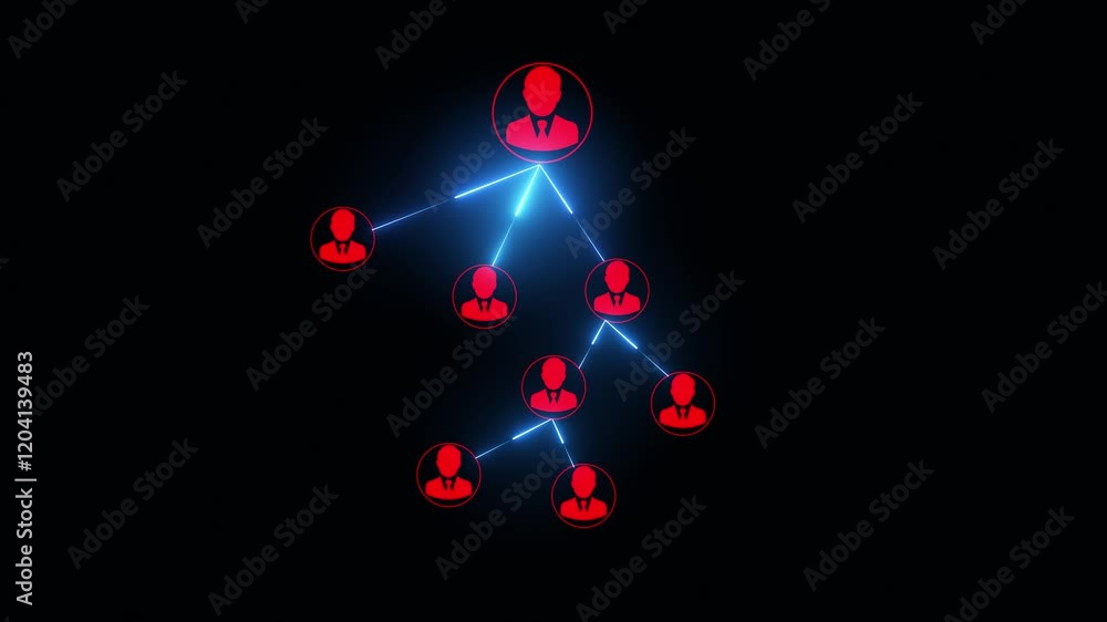 Poster motion graphic of blue technology icon network connection abstract background animation people on th