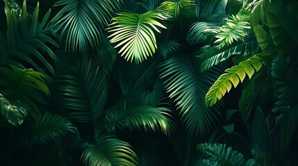 Lush green leaves tropical forest nature photography dense vegetation close-up tranquil atmosphere