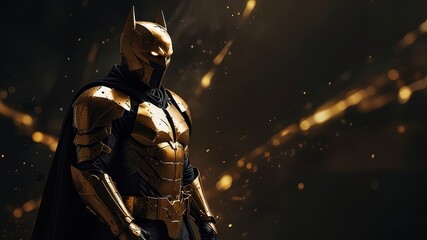Fototapeta premium Abstract dark knight in golden armor