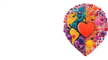 World Cancer Day promotes education and advocacy community to improve treatment. Colorful Heart Shape Design with Vibrant Shapes and Patterns