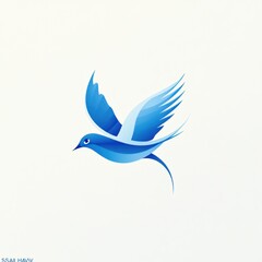 Obraz premium Abstract illustration of a blue bird in flight