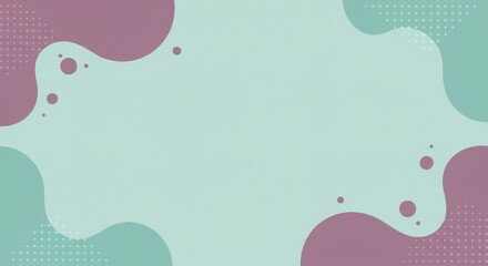 Abstract Pastel Green and Mauve Fluid Shapes Background Design Modern Minimalist Template