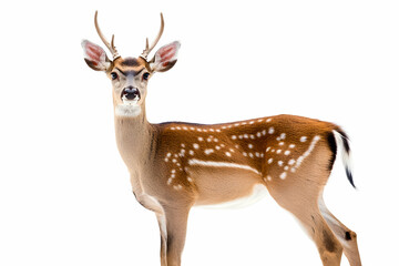 Deer standing gracefully, white background