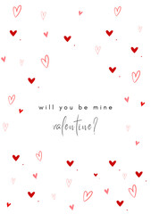 Will You Be My Valentine Background, Valentine's Day Background, Love Greeting Card, Be Mine Text, Vector Text Background