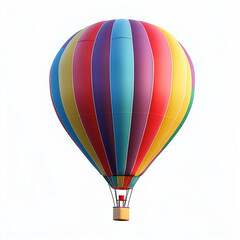 Fototapeta premium colorful hot air balloon with vibrant stripes, floating against clear sky, evokes sense of adventure and joy