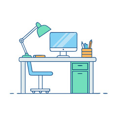 desk setup icon, desk setup vector illustration-simple illustration of desk setup, perfect for desk setup logos and icons