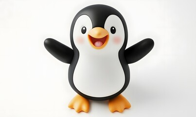 Fototapeta premium Happy cartoon penguin with arms outstretched. (1)