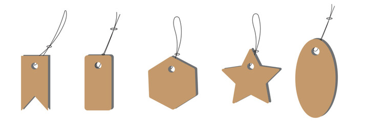 Blank Price or label tags template set. Blank cards with for gifts or sales with different shapes round, rectangle, square,oval,star. Empty stickers with unique frames vector illustration.