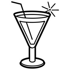 Minimalist Cocktail Glass Line Drawing