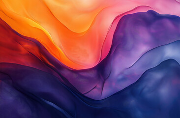 Obraz premium Abstract Background with Colorful Smoke Waves in Shades of Dark Blue, Orange, and Purple, Featuring a Dynamic and Vibrant Design for Creative Projects and Digital Artworks