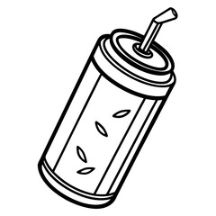 Minimalist Energy Drink Can Line Art