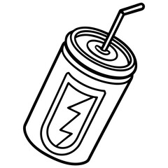Minimalist Energy Drink Can Line Art