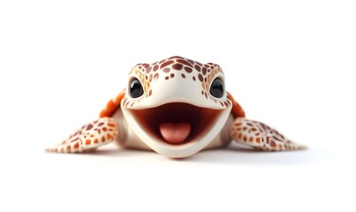 Happy cartoon turtle with open mouth.