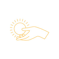 hand holding sun in boho art