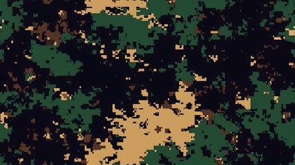 Digital camouflage background, army green, chocolate, and light brown color, with a blend of natural colors used for camouflage