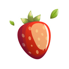 An illustration of juicy red strawberries with lush green leaves, perfect for food-themed designs, summer concepts, packaging, and botanical art.