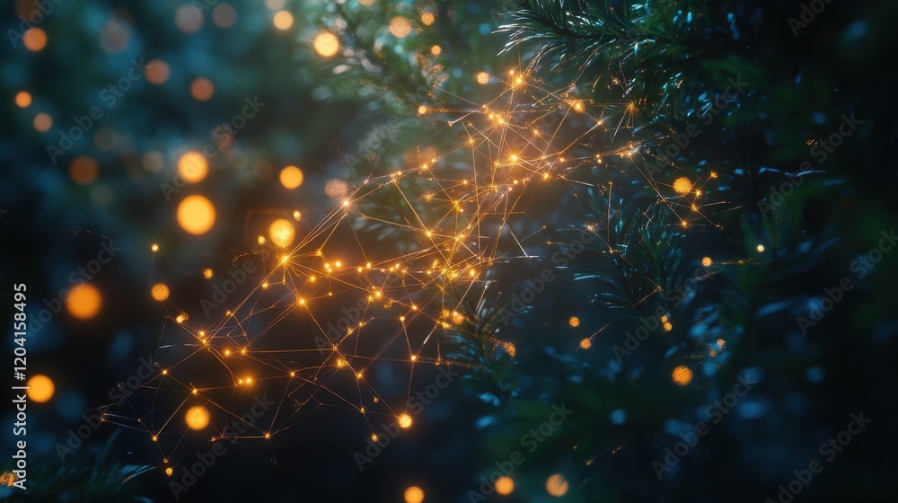 Aufkleber abstract network connection with glowing lights.