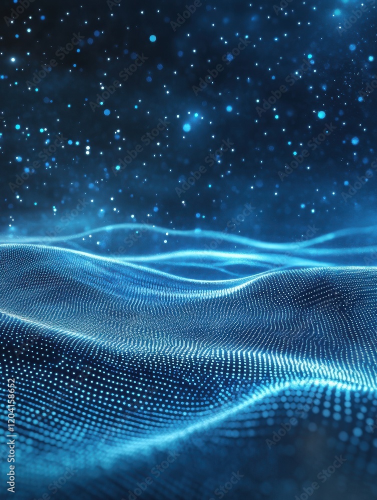 Aufkleber abstract cyber space environment background. digital particles grid virtual reality. graphic concept