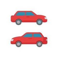 Fototapeta premium 2 different red cars on the white background.