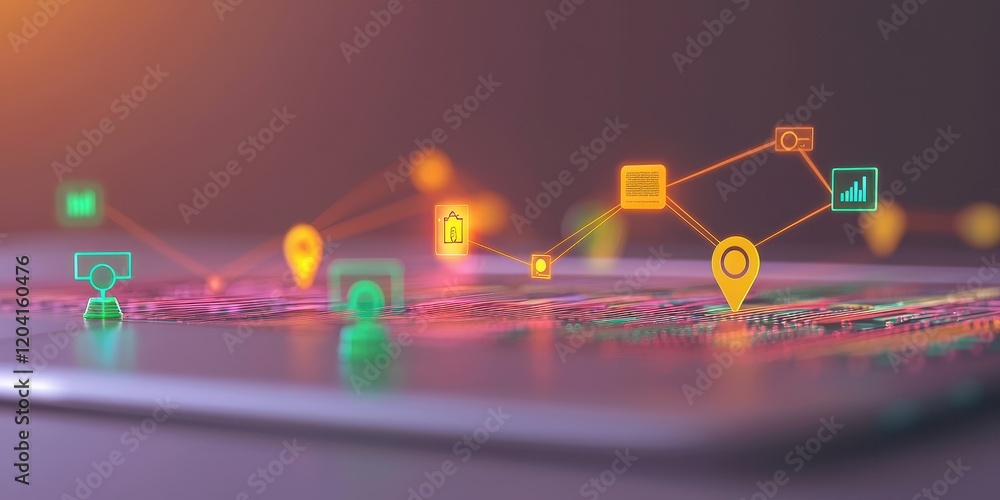 Poster digital network connection and mapping concepts